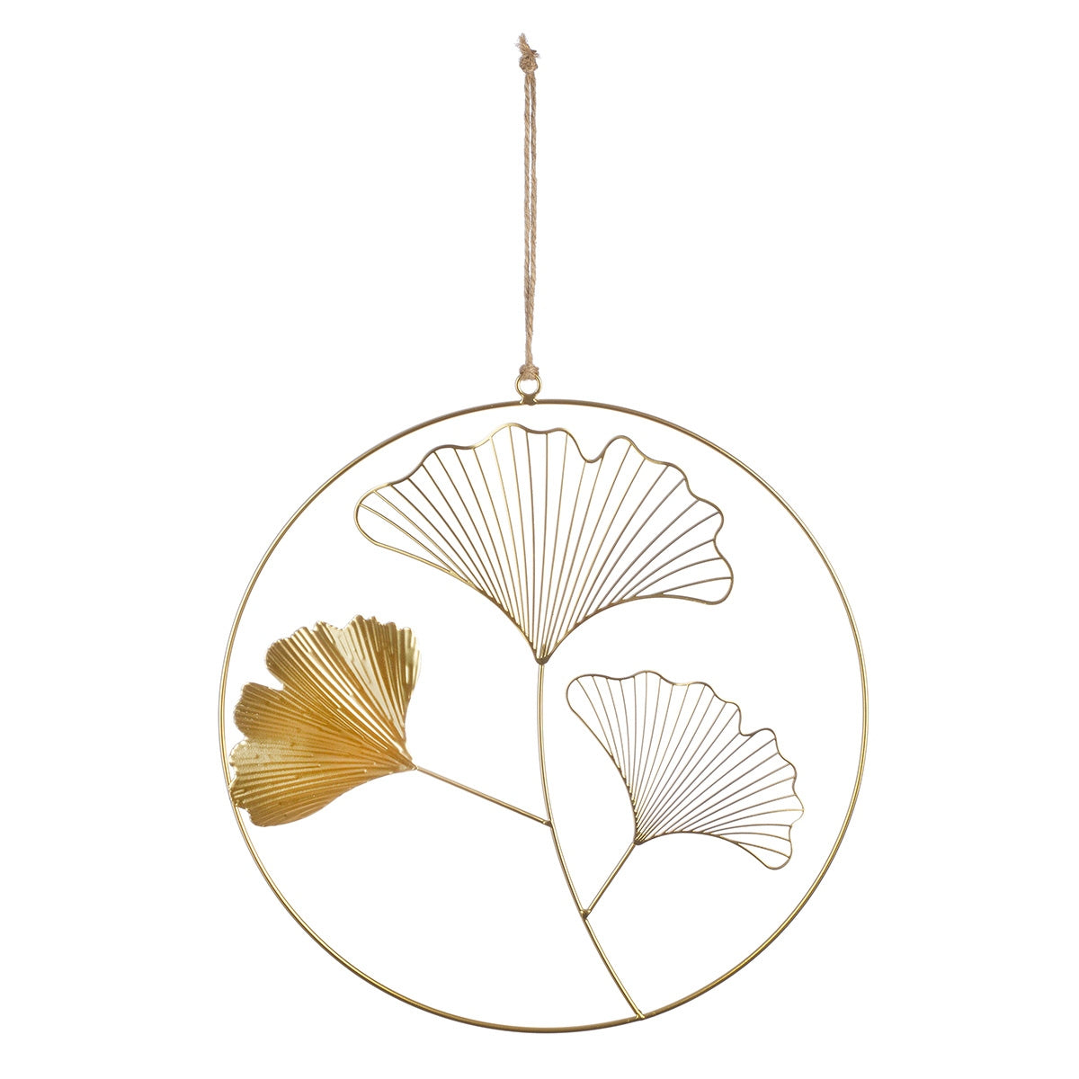 Κρεμάστρα Στρογγυλό Ginkgo Motif Μεταλλικό Χρυσό Χρώμα 34x1x49