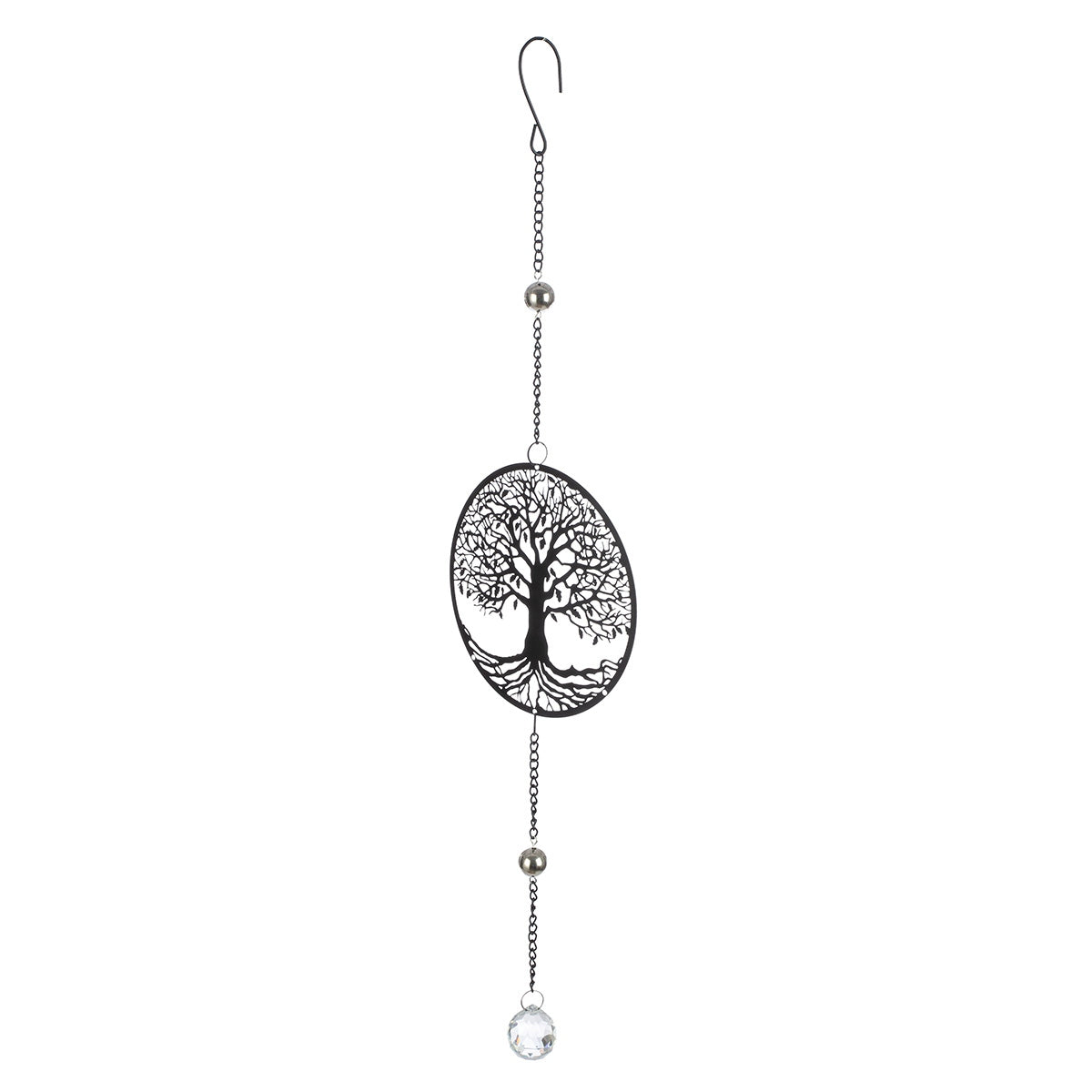 Hanger Round Tree of Life Motif Metal Black 15x3x58