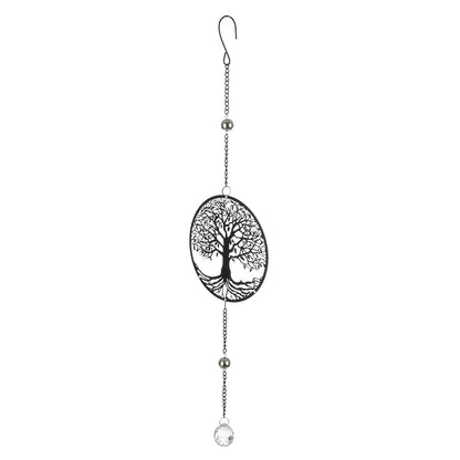 Hanger Round Tree of Life Motif Metal Black 15x3x58