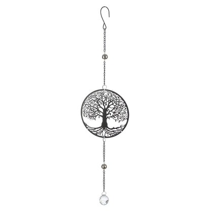 Hanger Round Tree of Life Motif Metal Black 15x3x58