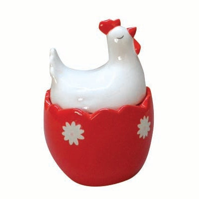 Μπισκοτιέρα Κότα Κόκκινη Πουά Κεραμική 11x11x14