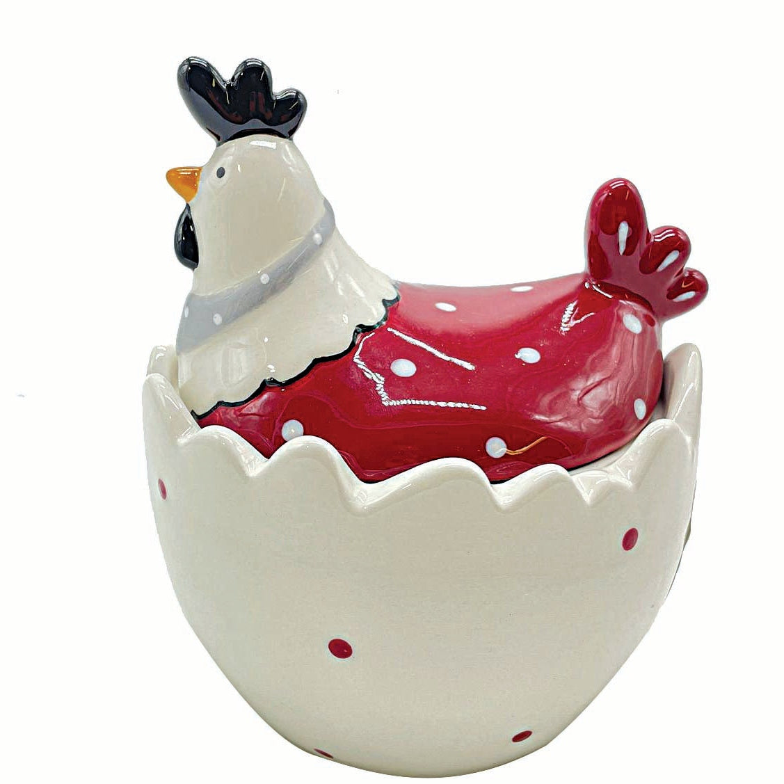 Μπισκοτιέρα Κότα Μπορντώ Πουά Κεραμική 15x16x18