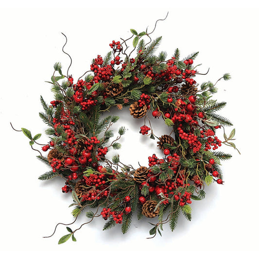 Στεφάνι με Berries & Κουκουνάρια 55εκ