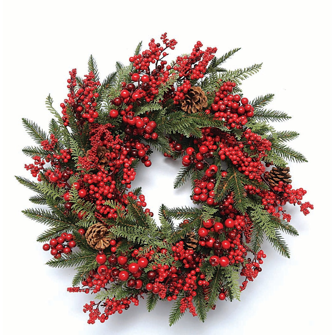 Στεφάνι με Berries & Κουκουνάρια 55εκ