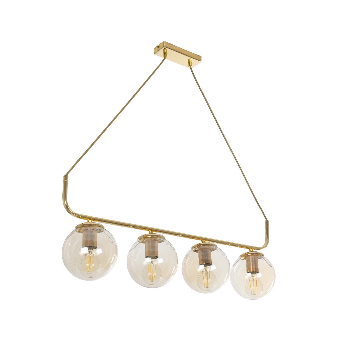 LATTICE 203-0019 Μοντέρνο Φωτιστικό Οροφής Ράγα Πολύφωτο 4 x E27 IP20 Χρυσό Μέταλλο με Μελί Γυαλί - Μ78 x Π35 x Υ62cm