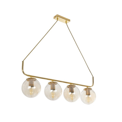 LATTICE 203-0019 Μοντέρνο Φωτιστικό Οροφής Ράγα Πολύφωτο 4 x E27 IP20 Χρυσό Μέταλλο με Μελί Γυαλί - Μ78 x Π35 x Υ62cm