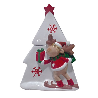 Μπισκοτιέρα Δέντρο-Τάρανδος Λευκή 18.5x14x24