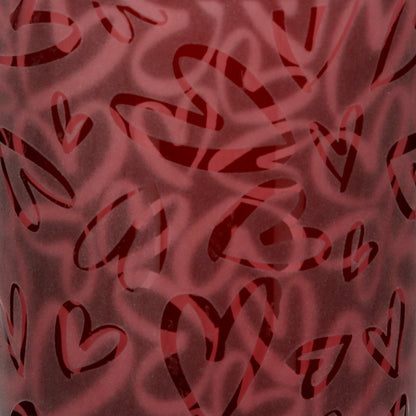 Φανάρι Κυλινδρικό Μοτίβο Καρδιάς Γυάλινα Σκεύη Κόκκινο 10x10x13