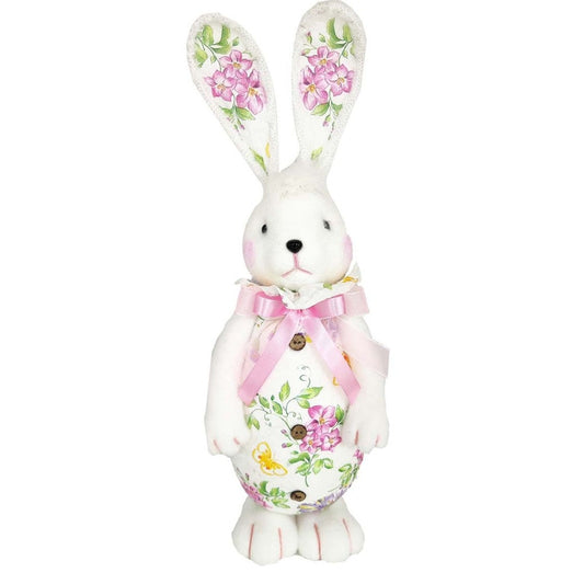 Λαγός με Λουλούδια από Φελιζόλ Λευκό 40εκ