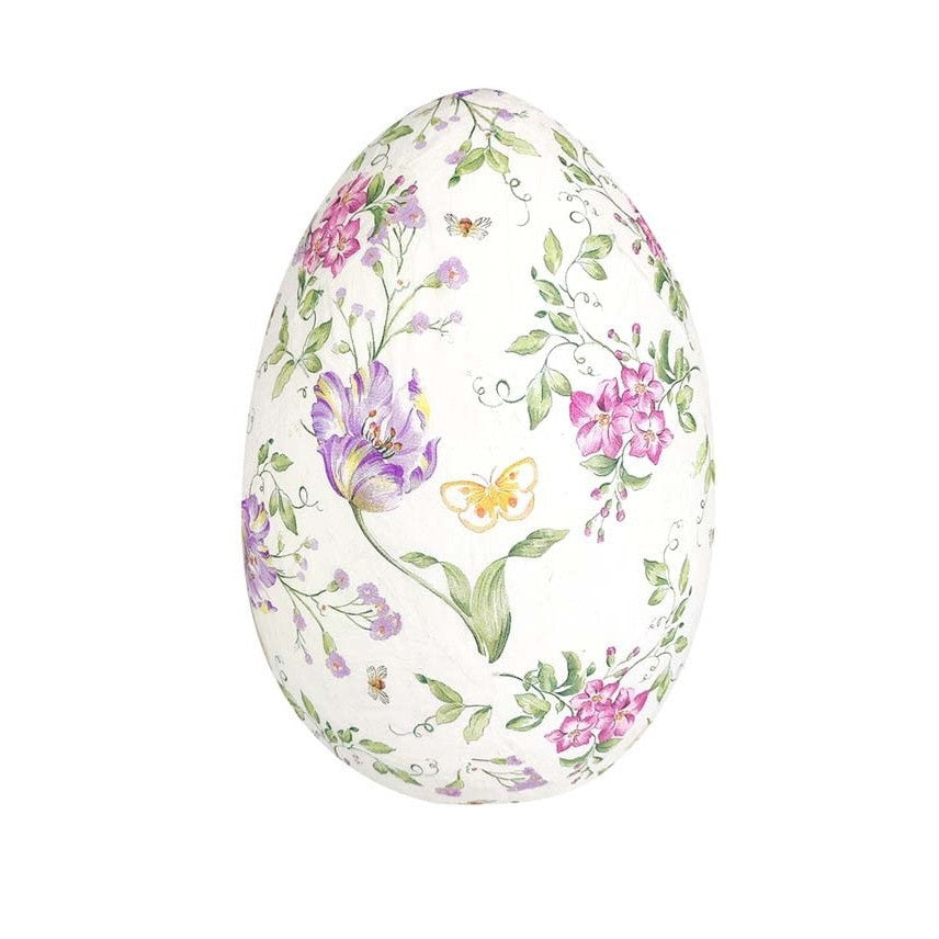Αυγό με Λουλούδια από Φελιζόλ Λευκό 30εκ