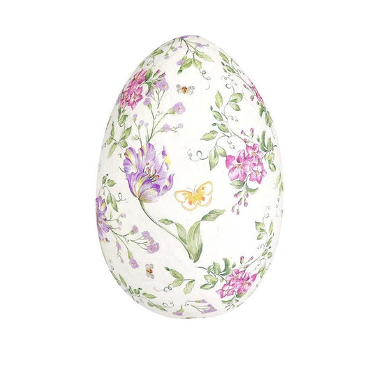 Αυγό με Λουλούδια από Φελιζόλ Λευκό 30εκ