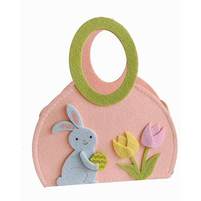 Καλάθι Τσόχινο Ροζ με Τουλίπες 14x8x16