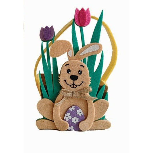 Καλάθι Τσόχινο με Κουνέλι Καφέ 12x8x19