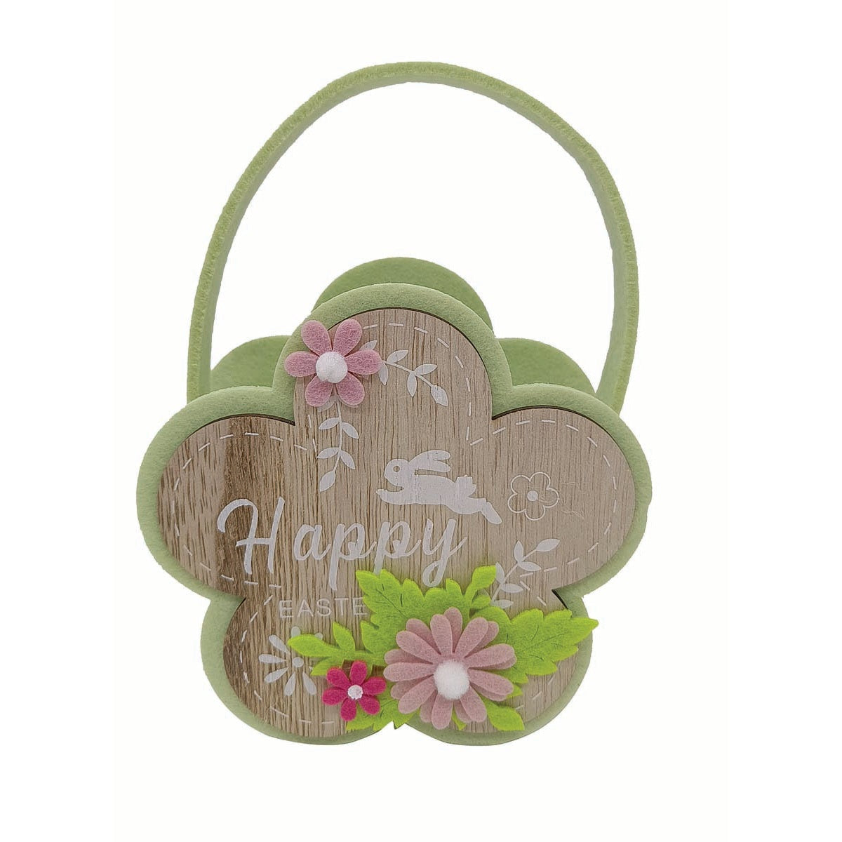 Καλάθι Τσόχινο με Λουλούδι Πράσινο 14x7x14