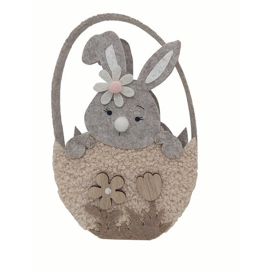 Καλάθι Τσόχινο με Κουνελάκι Γκρι 13x7x19