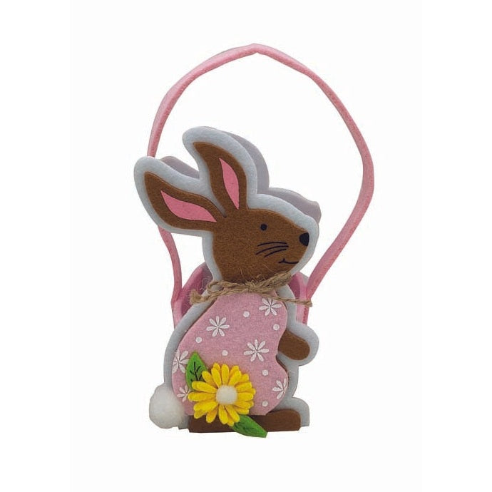 Καλάθι Τσόχινο με Κουνελάκι Ροζ 12x8x22