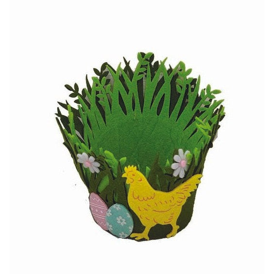 Καλάθι Τσόχινο με Κοτούλα Πράσινο 15x10x15