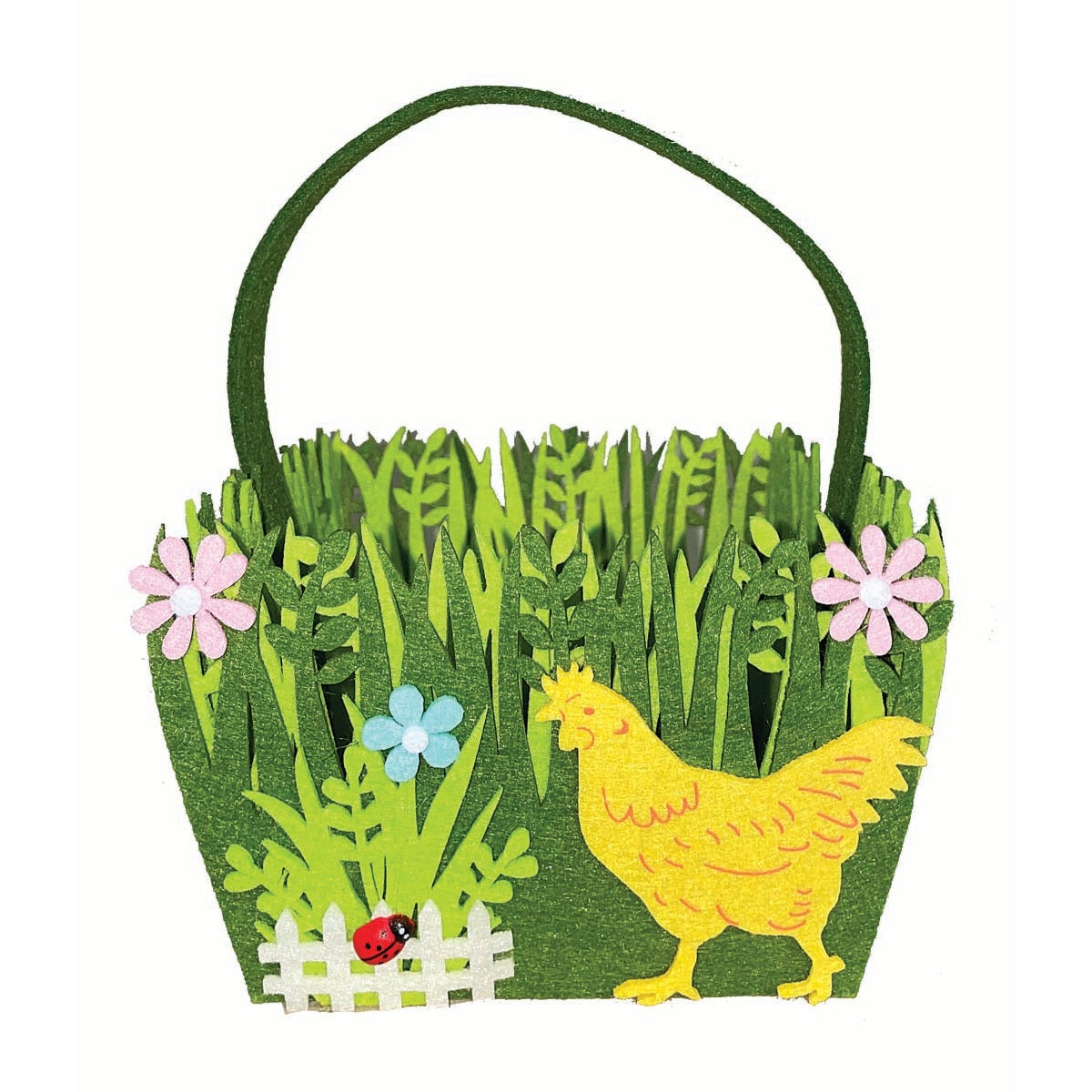 Καλάθι Τσόχινο με Κοτούλα Πράσινο 17x16x11