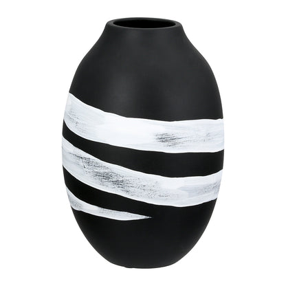 Βάζο Στρογγυλό Κεραμικό Μαύρο 14x14x21