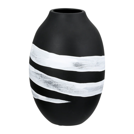 Βάζο Στρογγυλό Κεραμικό Μαύρο 14x14x21