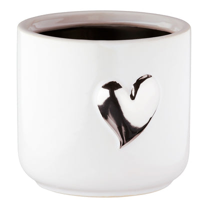 Planter Heart Motif Κεραμικό Λευκό 8x8x9