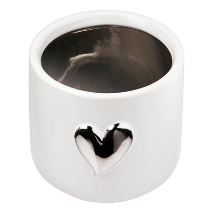 Planter Heart Motif Κεραμικό Λευκό 8x8x9