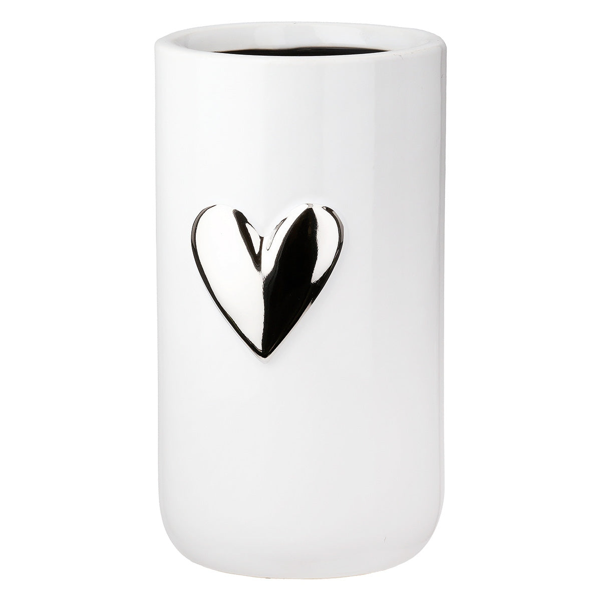 Βάζο Καρδιά Μοτίφ Κεραμικό Λευκό 9x9x16