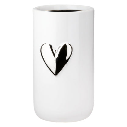 Βάζο Καρδιά Μοτίφ Κεραμικό Λευκό 9x9x16
