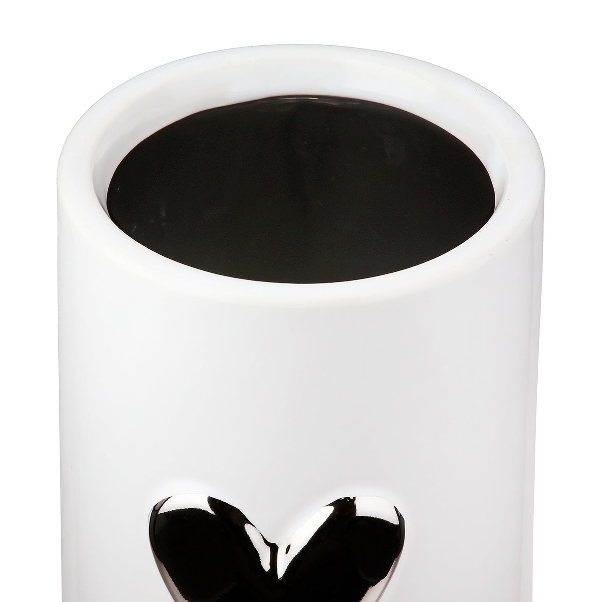 Βάζο Καρδιά Μοτίφ Κεραμικό Λευκό 9x9x16