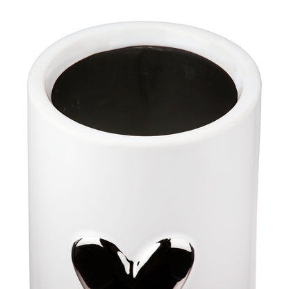 Βάζο Καρδιά Μοτίφ Κεραμικό Λευκό 9x9x16