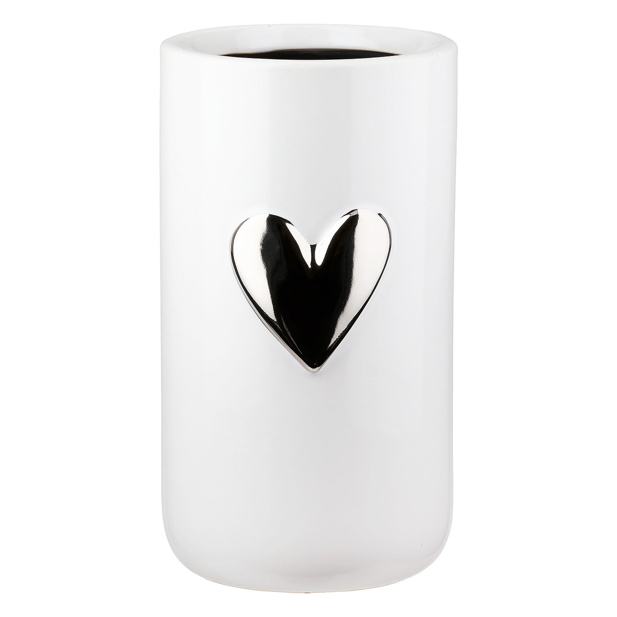 Βάζο Καρδιά Μοτίφ Κεραμικό Λευκό 9x9x16