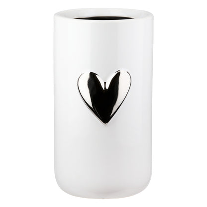 Βάζο Καρδιά Μοτίφ Κεραμικό Λευκό 9x9x16