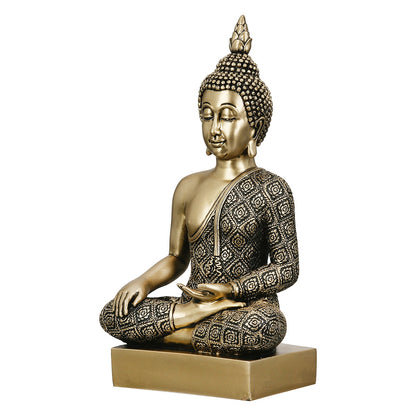 Figure Buddha Synthetic Resin Χρυσόχρωμο 12x8x22