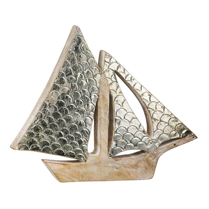 Διακοσμητικό Αντικείμενο Βάρκα Ξύλο Mango Φυσικά Χρώματα 25x3x20