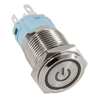 BUTTON 70780 Φωτιζόμενος Χωνευτός Διακόπτης On/Off LED DC 12V 1 x 3A 690W Max Αδιάβροχο IP65 Ψυχρό Λευκό 6000K - Μ1.8 x Π1.8 x Υ2