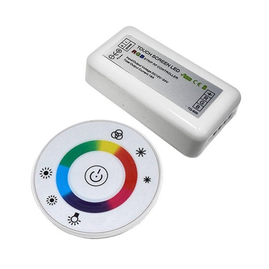 Ασύρματος LED RGB Controller με Λευκό Στρογγυλό Χειριστήριο Αφής 2.4G 12v (192w) - 24v (384w) DC 77545