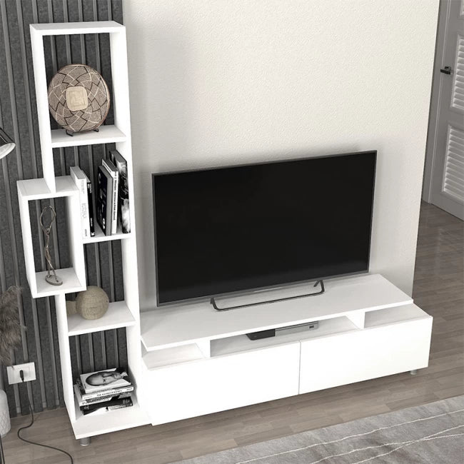 Tulip TV Unit Made of Melamine Color White 160x29.5x160