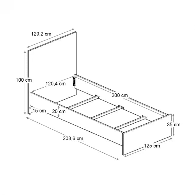 Κρεβάτι Troy Χρώμα Καρυδί 120x200εκ