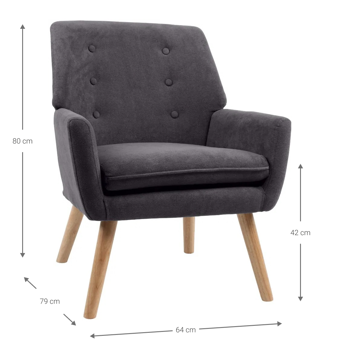 Armchair Nelly Dark Grey 64x79x80