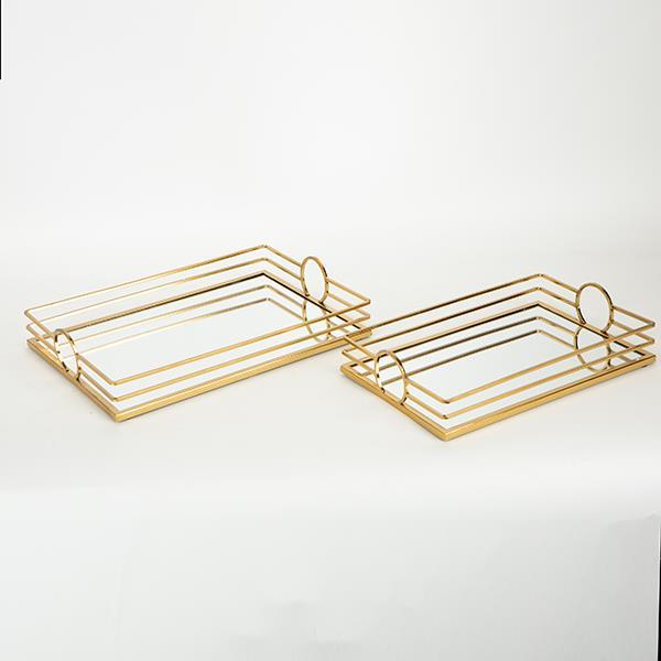 S/2 ΔΙΣΚΟΣ ΜΕΤΑΛΛΙΚΟΣ ΜΕ ΚΑΘΡΕΦΤΗ ΧΡΥΣΟΣ 35x25x6.5/30.5x20.5x6.5