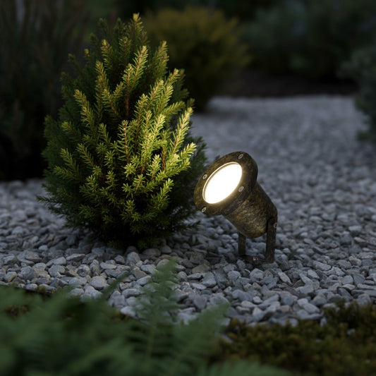 GARDELINI KLV-101-0005 Φωτιστικό Σποτ Κήπου για Φυτά & Δέντρα με Καρφωτή Βάση για Λάμπα MR16 με Ντουί GU10 AC 220-240V Αδιάβροχο IP65 - Χρυσό Εφέ Σκουριάς Ματ - Μ10 x Π10 x Υ30