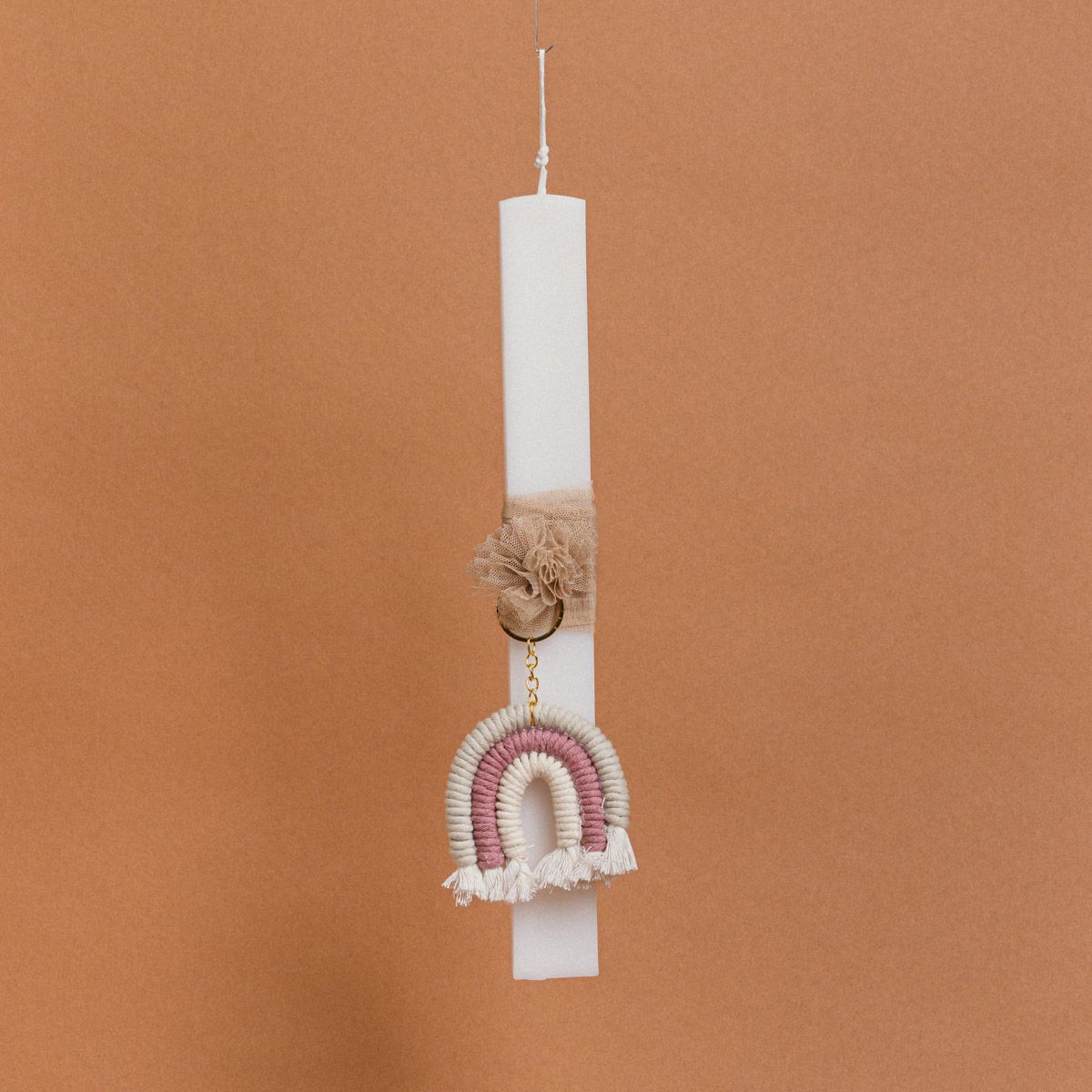 Λαμπάδα Στολισμένη Ουράνιο Τόξο Σάπιο Μήλο σε Συσκευασία Δώρου