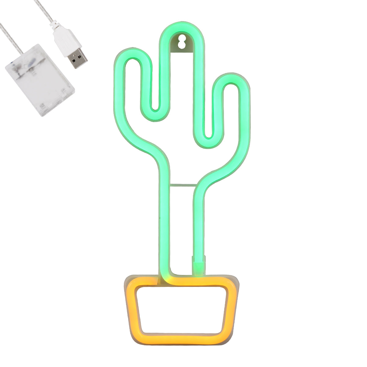 78574 Φωτιστικό Ταμπέλα Φωτεινή Επιγραφή NEON LED Σήμανσης CACTUS 5W με Καλώδιο Τροφοδοσίας USB - Μπαταρίας 3xAAA (Δεν Περιλαμβάνονται) - Πράσινο - Κίτρινο