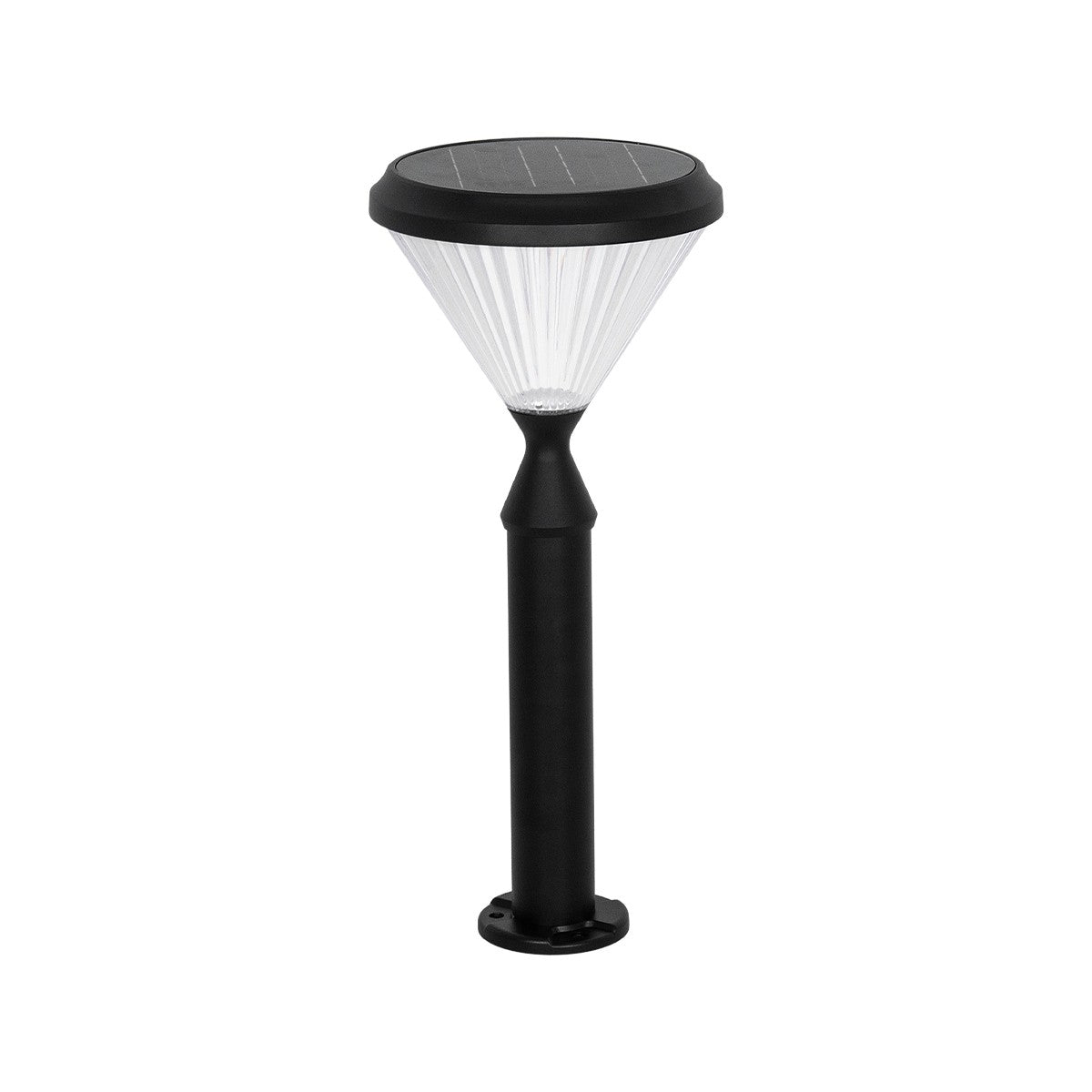 VEGGIE 90522 Φωτιστικό Κολωνάκι Κήπου LED 10W 500lm 120° με Ενσωματωμένο Φωτοβολταϊκό Panel 6V 2W & Επαναφορτιζόμενη Μπαταρία Li-ion 3.2V 6000mAh με Αισθητήρα Ημέρας-Νύχτας Αδιάβροχο IP65 Ψυχρό Λευκό 6000K - Sanan SMD Chip - Μαύρο - Μ26 x Π26 x Υ60