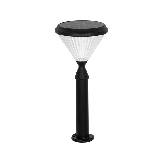 VEGGIE 90522 Φωτιστικό Κολωνάκι Κήπου LED 10W 500lm 120° με Ενσωματωμένο Φωτοβολταϊκό Panel 6V 2W & Επαναφορτιζόμενη Μπαταρία Li-ion 3.2V 6000mAh με Αισθητήρα Ημέρας-Νύχτας Αδιάβροχο IP65 Ψυχρό Λευκό 6000K - Sanan SMD Chip - Μαύρο - Μ26 x Π26 x Υ60