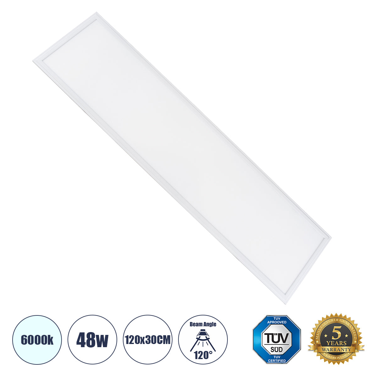 60212 Χωνευτό LED Panel Milky Super Slim 120x30cm 48W 4800lm 120° CRI≥80Ra UGR<19 AC 220-240V IP20 Μ120 x Π30 x Υ1.5cm - Ψυχρό Λευκό 6000K - TÜV Certified Driver