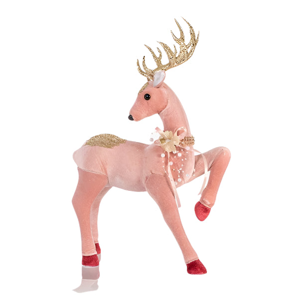 ΒΕΛΟΥΔΙΝΟ ΕΛΑΦΙ ΡΟΖ ΜΕ ΧΡΥΣΟ GLITTER 33x15x47