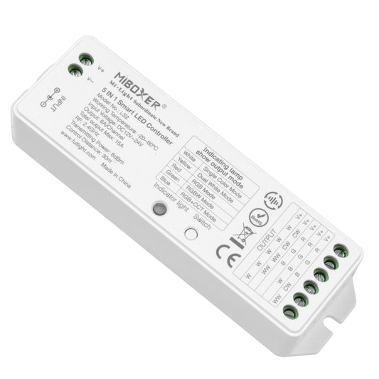 73422 LS2 Mi-BOXER DC RF 2.4Ghz 5 in 1 Dimmer High Speed Controller / Dimmer 5 Καναλιών DC 12-24V 5 x 3A 72W - Max 15A 360W - IP20 RGBW+WW Μ13 x Π5 x Υ2.5cm