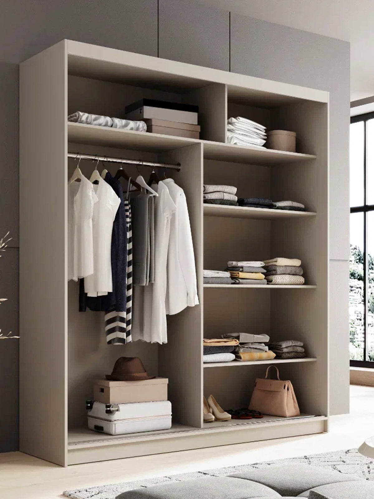 Shelvia 180 Sliding Wardrobe Cashmere 180x58x215