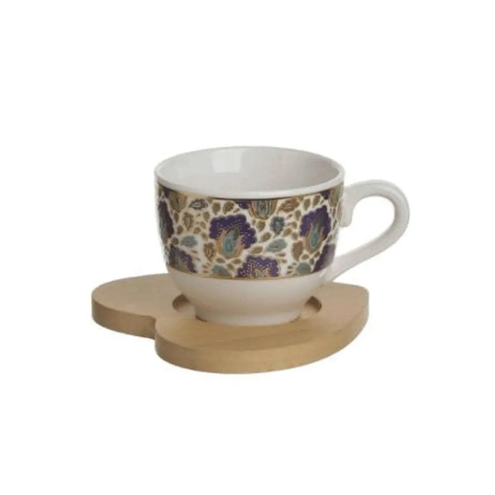 inart Φλυτζάνια Καφέ με Βάση Πορσελάνινα Πολύχρωμα 6-60-476-0037